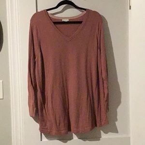J Jill lightweight v neck sweater mauve/pink long sleeve